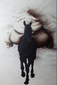 Black rider, Famine, 2012, oil on canvas, 195cm X 120cm.